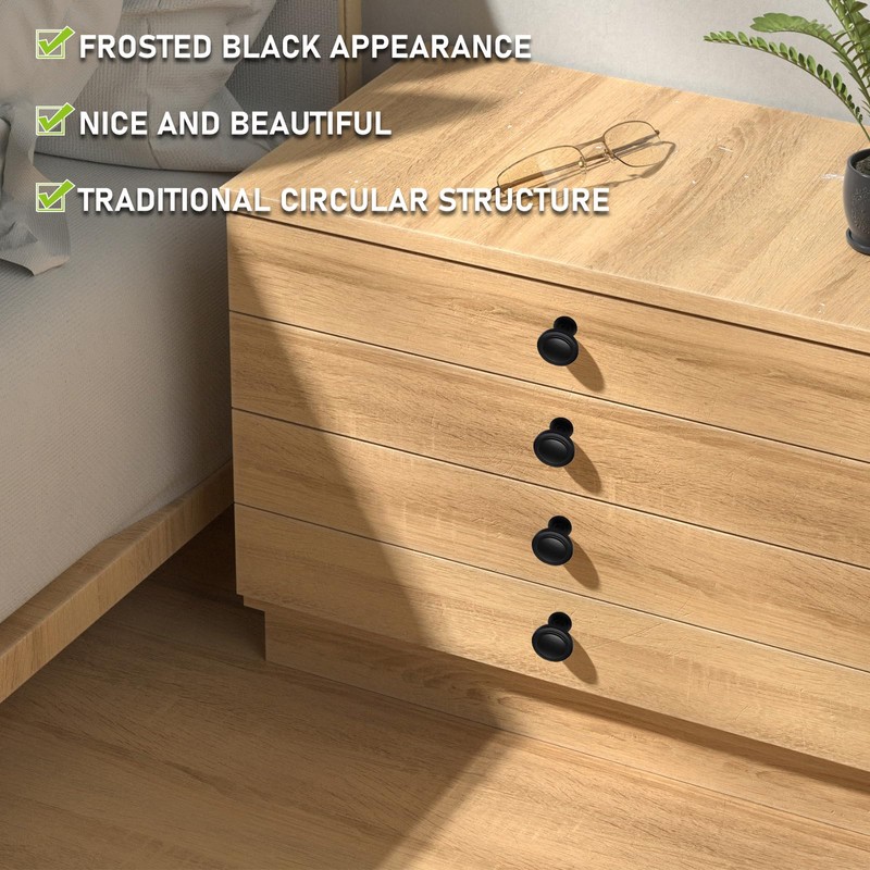 SUNOYA Pack of 30 Furniture Knobs, Matte Black, Drawer Knobs,