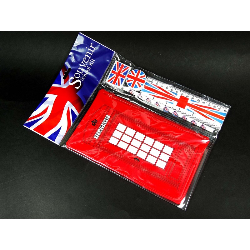 London Red Telephone Box School Kit with Union Jack Pencil