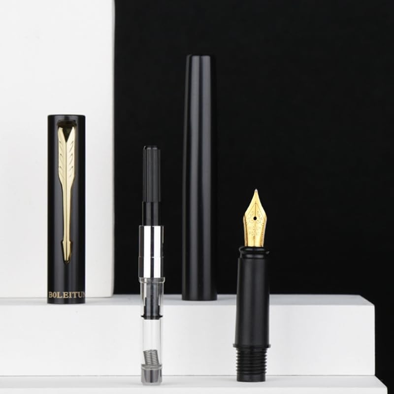 SAQIANG BOLEITUN Metal Fountain Pen Gift Set, Matte Black with