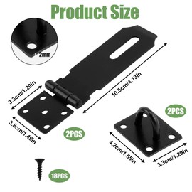 Padlock Hasp 4 Inch 2 Sets Stainless Steel Hasp and Staple Heavy Duty Security Clasp Lock Latch Hasps with Screws for Shed Door Lock Window Bedroom Garden Garage Cabinet Pet Cage(Black)