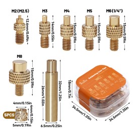 6-Piece Soldering Iron Melting Aid Set, Universal 936 Soldering Iron Tips for Thread Insert, Melting Nuts M2 M3 M4 M5 M6 M8 Compatible with 3D Printer Accessories with 5 Pieces M4 Internal Thread