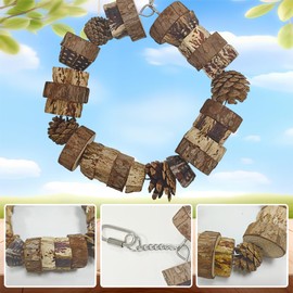 2 Type Natural Wood Pinecone Bird Swing Parrot Swing Bird Chew Toys Parrot Chew Toys Bird Toys Parrot Toys Bird Cage Accessoriess for Macaws AfricanGrey Cockatoos Parakeet Sun Conure
