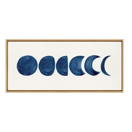 Kate and Laurel Sylvie Linear Moon Phases Framed Canvas Wall Art by Teju Reval of SnazzyHues, 18x40 Natural, Decorative Moon Art for Wall