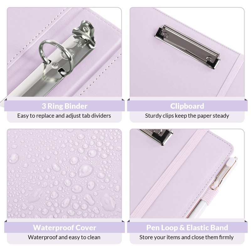 SKYDUE 3 Ring Binder with Clipboard 1 Inch, 13.2" ×