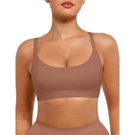 FeelinGirl Women's Non-Wired Soft Bra Unpadded Comfortable Bralette with Wide Adjustable Straps Breathable for Everyday Use and Sleep, Moc Brown, S