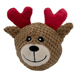 Pet Lou Santa and Reindeer Christmas EZ Squeaky Twin Ball, 4-inch Width