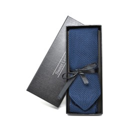 High Quality Knitted Dark Blue Knitted Tie for Men - 100% Silk - Classic, Elegant and Modern - (Ideal for a Gift, Men for Birthday, Wedding, Work...), blue