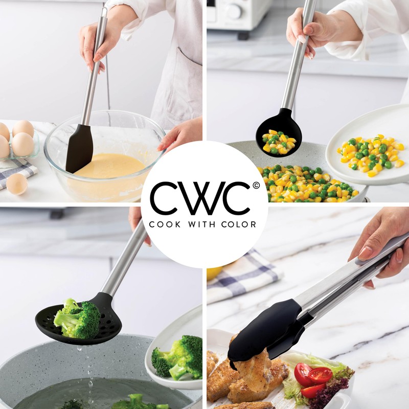 COOK WITH COLOR Silicone Cooking Utensils, Kitchen Utensil Set, Easy