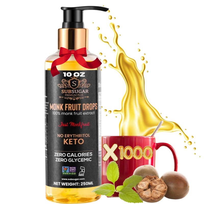 Subsugar Monk Fruit Sweetener No Erythritol, Monkfruit Liquid drops Volume: