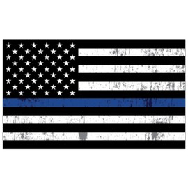 Large Tattered Thin Blue Line Flag Sticker Vinyl Decal for Car Truck Window Bumper Sticker Support of Police and Law Enforcement Officers (10x6 Inch)