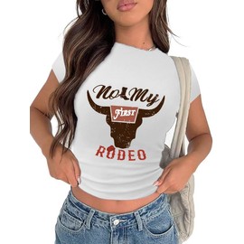 Crop Cowgirl Shirt for Women Cropped Cowboy Killer T-Shirt Country Concert Tops Cow Skull Western Graphic Tee Cow Girls Outfit Cowgirl White S