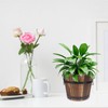 Happyyami Wooden Round Barrel Planter Retro Style Flat Mouth Flower
