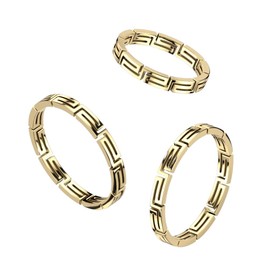 Bungsa Goldfarbener Labyrinth-Ring mit gelaiserten Aussparungen aus 316L Edelstahl Unisex (67 (21.3))
