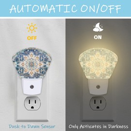 AKKAVNIA Vintage Rug Night Light Plug-in Wall Decorative Night Lamp with Dusk to Dawn Sensor Led Night Light Bedroom Kitchen Hallway Stairs Wall Lamp