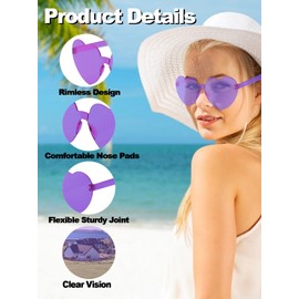 BIRDDIE 24 PCS Heart Sunglasses, Love Heart Shaped Sunglasses, Colorful Rimless Party Sunglasses, Candy Color Eyewear for Women Men Girls Adults (24 Pair Assorted Colors)