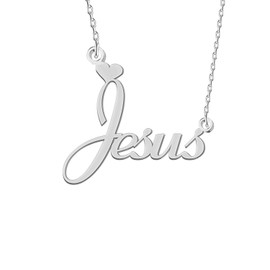 GR35Z9 Jesus Name Necklace Silver for Women Dainty Stainless Steel Initial Pendant Jewelry for Mom