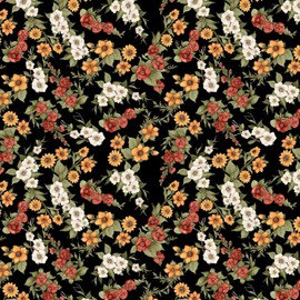 Wilmington Prints - Garden Gate Roosters - Floral - Black