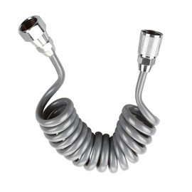 Long Coiled Shower Hose 15 ft, Biveah ABS Shower Spring Tube Anti-twist Bidet Attachment for Toilet, Grey, KGS023G