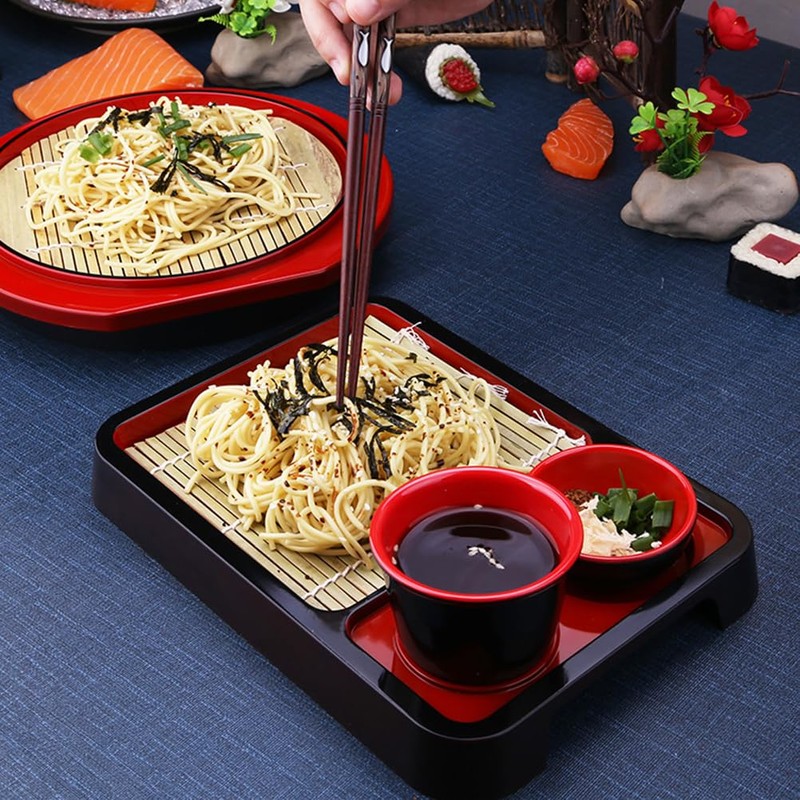 DECHOUS Soba Noodle Plate: 2 Sets Japanese Cold Soba Noodle