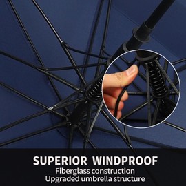 LLanxiry Umbrella Large Golf Umbrellas for Rain Windproof 54/62/68 Inch Automatic Open Double Canopy Oversized Vented Stick Umbrellas for Men and Women (Navy/62in)