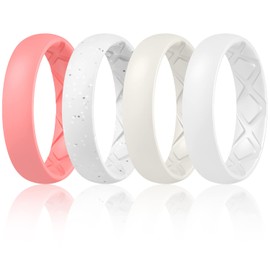 Egnaro Inner Arc Ergonomic Breathable Design, Silicone Rings for Women with half sizes, Women's Silicone Wedding Band，5.5mm Wide-2mm Thick