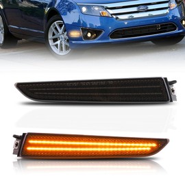 OFFKAT New 2 PCS Front Fender LED Side Marker Lights for 2010-2012 Fo-rd Fusion, Fusion Smoked Lens Side Bumper Marker Lamps, [Ultra-Bright] Amber LED Side Markers Turn Signal Lights,