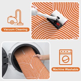 Tiveney 3'x5' Small Outdoor Rug, Orange Outdoor Porch Rug Cotton Washable Outdoor Rug, Reversible Layered Entryway Rugs Indoor for Entrance Bedroom/Farmhouse/Kitchen/Living Room