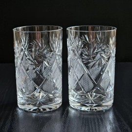 Neman Set of 2 Russian Vintage Crystal Tea Glass 8.5 Oz for Holder "Podstakannik"