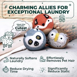Wool Dryer Balls - No More Dryer Sheets - XL 6-Pack - Eco Dryer Balls - Dryer Balls Laundry Reusable - Softens Laundry Naturally - Reduces Drying Time & Static - With Storage Bag