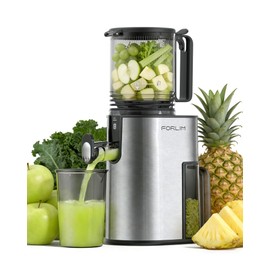 FORLIM Cold Press Juicer, 5.2" Large Feed Chute Fits Whole Fruits, Slow Masticating Juicer Machine, Easy to Clean, High Juice Yield Juice Extractor for Fruits & Vegetables, Daily Home