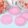 DECORA 3.5inch Round Pink Paper Lace Doilies for Wedding Tableware