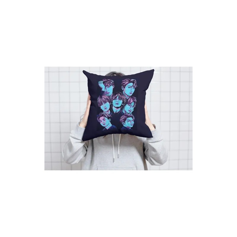 Cojin Decorativo Bts Rostros Artistico Unico Coreano 50x50cm Bts Liso