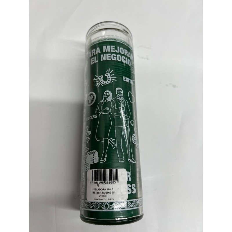 Better Business (para Mejorar El Negocio) Unscented Green Pillar Candle