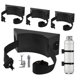 4 Pack Cylinder Wall Mounted Bracket,Heavy Duty Gas Cylinder Holder with Stainless Steel C Clamp,Propane Tank Holder with 59 Inch Straps & SUS 304 Screws,Black