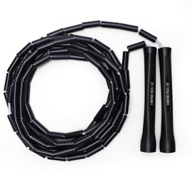 HEREROPE Beaded Rope Adjustable Bead Skipping Rope Unbreakable Handles & Chip Resistant Beads for Improved Fitness Training (Black)