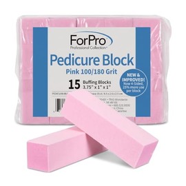 For Pro Pink Pedicure Block 100/180 Grit, 15 Count