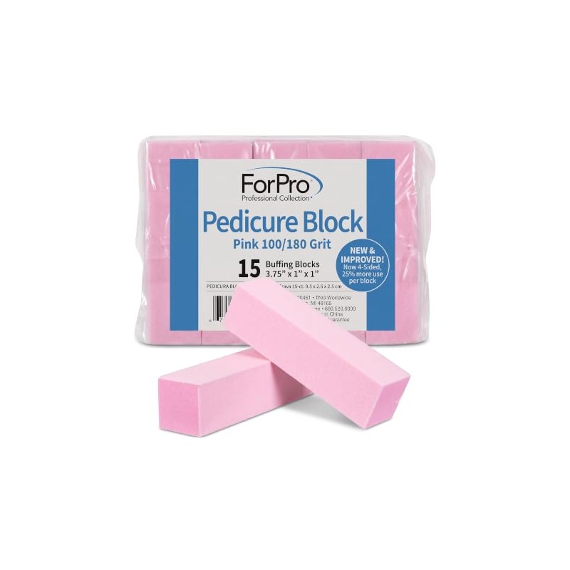For Pro Pink Pedicure Block 100/180 Grit, 15 Count