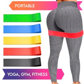 5 Bandas de Resistencia Ligas Ejercicio Gimnasio Pilates Elasticas Yoga Gym Fitness Deportivas Gluteo Tonificacion Hip Thrust Entrenamiento en Casa Fi