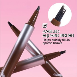 Magic Brown Eyebrow Pencil & Eyebrow Pen – Inclined Angle Eyebrows Pencil, Waterproof, Long-Lasting for Natural-Looking Full Brows