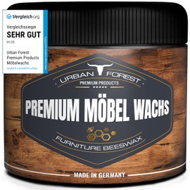  URBAN FOREST  PREMIUM PRODUCTS M?belwachs farblos zur M?belpflege & Holzschutz fr innen und aussen | Holzwachs mit Bienenwachs zur Holzpflege fr Holzm?bel | Holz wachsen mit PREMIUM M?BEL WACHS von URBAN FOREST 250ml