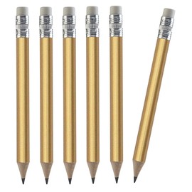 TH Golf 100pcs Golf Pencils, 4 Inch Mini Pencils Half Pencils with Eraser Sharpened Wood Mini Round Pencils for Schools Wedding Toddlers Home Corporate Multiple Colours (Gold)