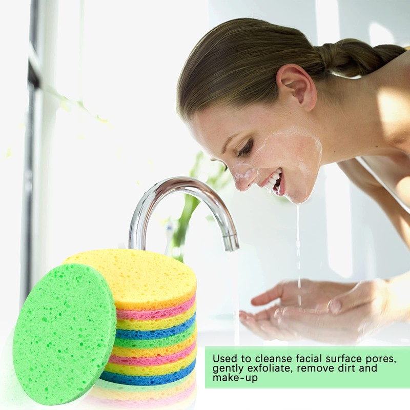 10 Pieces Face Wash Sponge, Natural Cellulose Face Cleansing Sponge