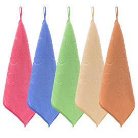 5 Pieces of Embossed Square Towels, Children's Printed Small Towels, Bear Printed Square Towels, Cleaning Towels, Kitchen Towels, Dishcloths, Multi-purpose Square Towels (Multi-color)
