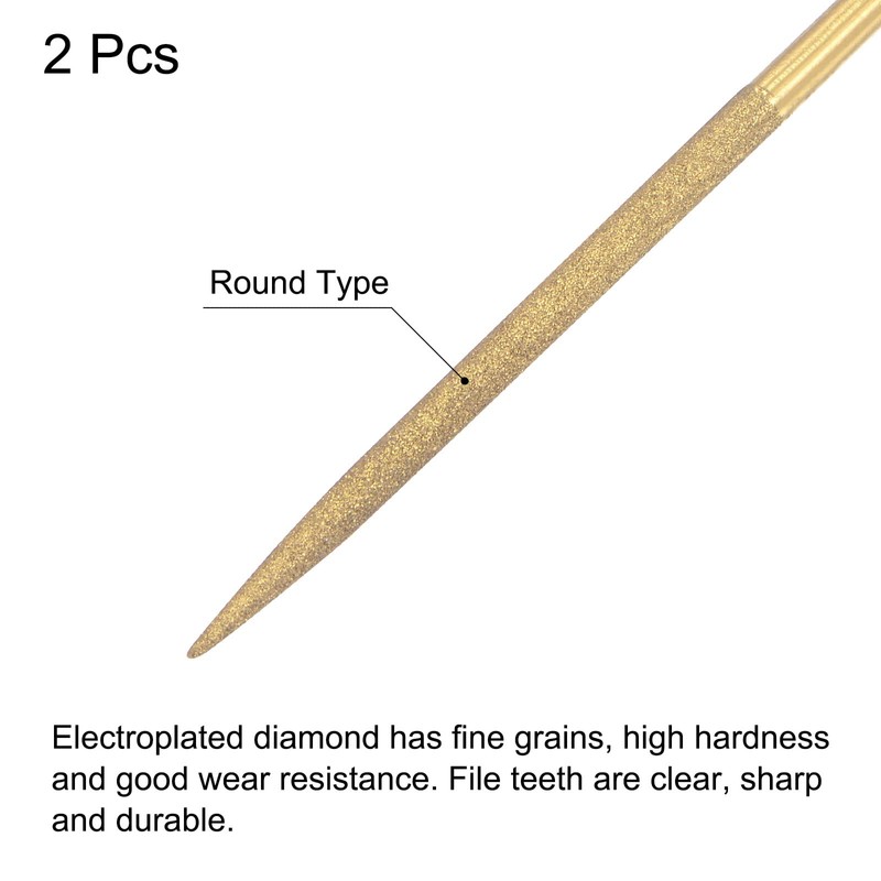 sourcing map Diamond Needle File Titanium Coated Round File Hand