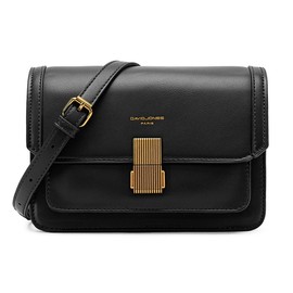 David Jones - Damen Kleine Umhängetasche - Frau Elegante Schultertasche PU Leder - Handtasche Crossbody Bag Tasche mit Klappe Drehkreuz - Handy Party Trendy Mode Clutch Abdentasche - Schwarz