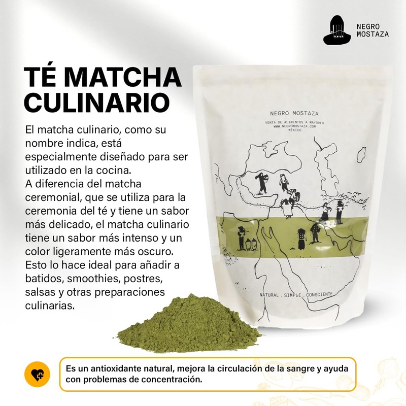 NEGRO MOSTAZA Té Matcha Culinario - Se utiliza principalmente para