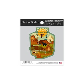 Die Cut Sticker Zion National Park, Utah, Geometric National Park Series, Contour Vinyl Sticker 1 to 3 inches (Waterproof Decal for Cars, Water Bottles, Laptops, Coolers), Small