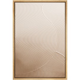 SIGNWIN Framed Canvas Print Wall Art Pastel Brown Geometric Wave Landscape Abstract Shapes Illustrations Minimal Decorative Nordic Zen Bohemian Chic for Living Room, Bedroom, Office - 16"x24" Natural