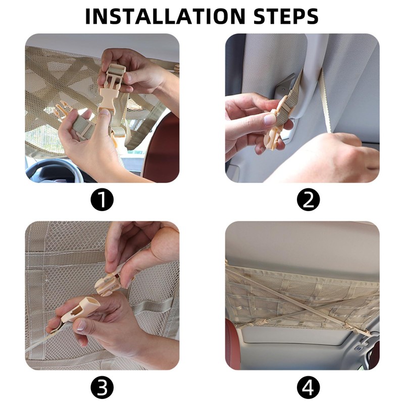 CCAIPU Car Ceiling Cargo Storage Net Pocket, Adjustable Double-Layer Mesh