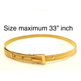 Marshal Metal Fashion Belt High Polished Plated Omega Waist Belt, Gold Buckle, Small